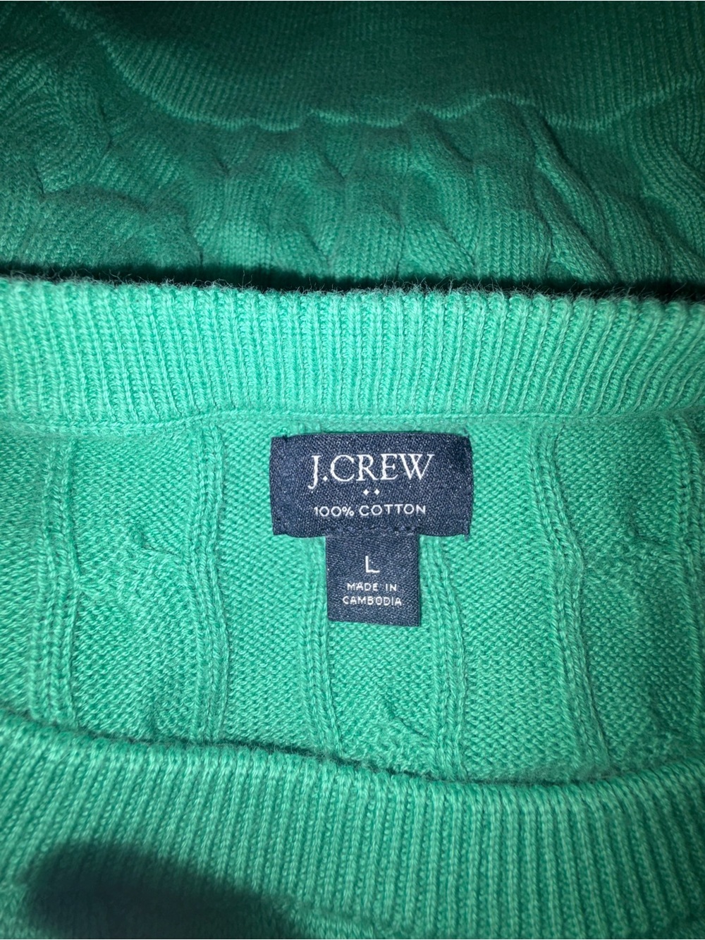 🆕💜J.Crew Mint Green 100% Cotton Cable Knit Crewneck Sweater Women’s Long Sleeve - Picture 8 of 8